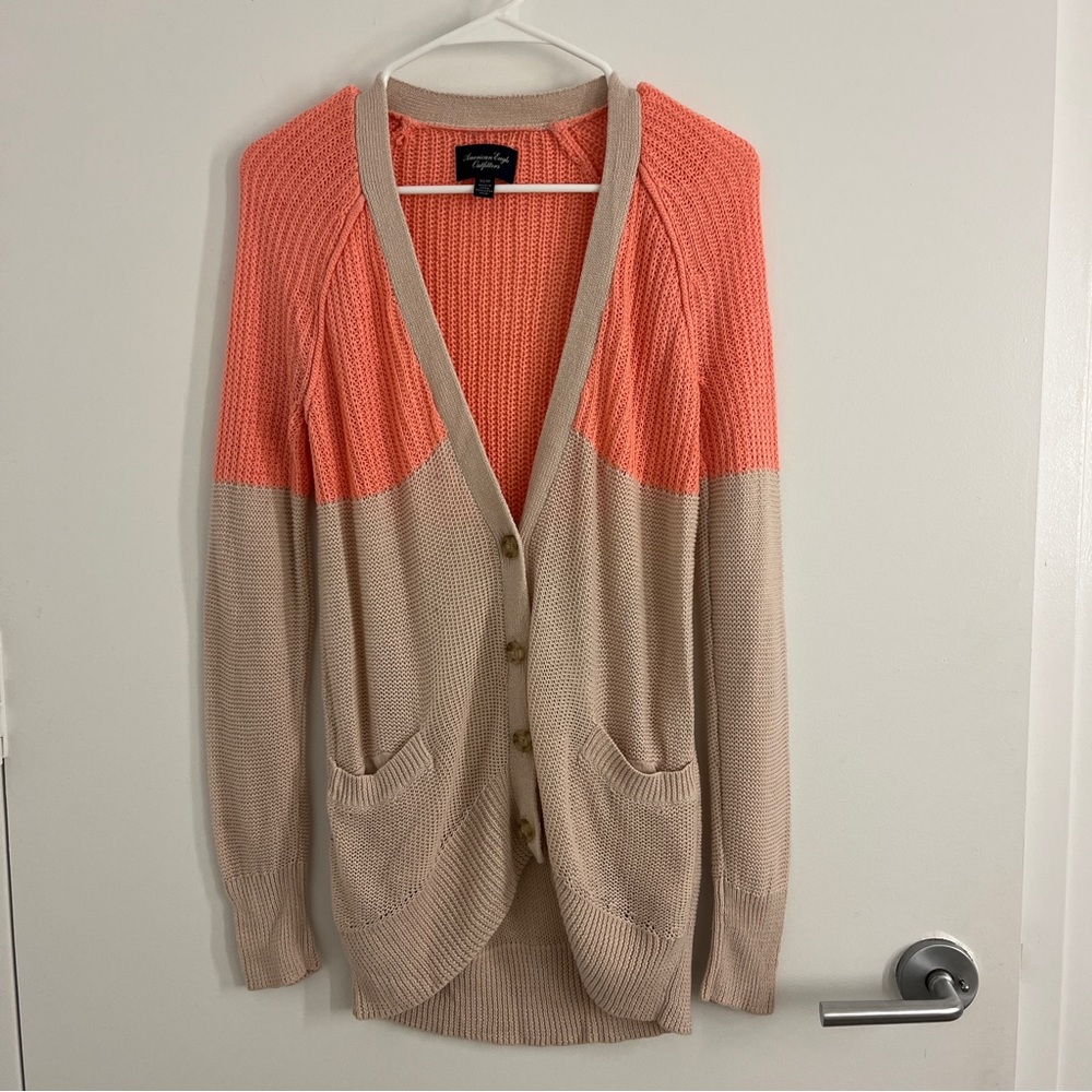 American Eagle Pink/Beige Cardigan